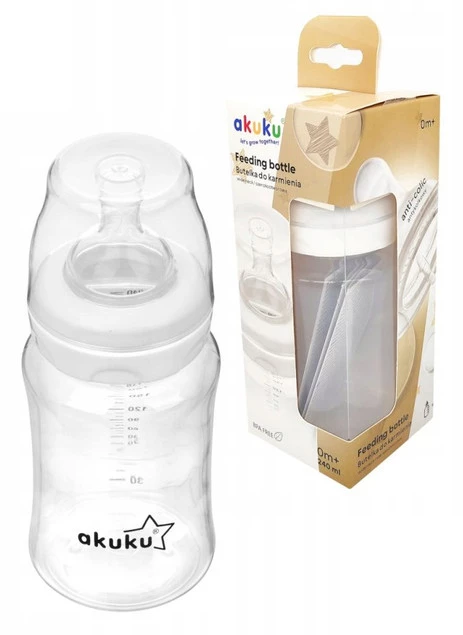 AKUKU Butelka Szeroka Antykolkowa Smoczek Do Karmienia 240ml 0m+ A0107_1