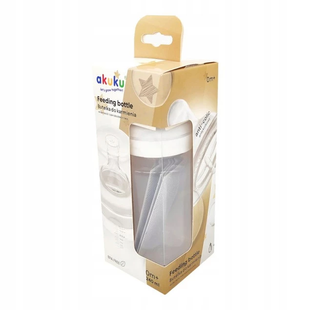 AKUKU Butelka Szeroka Antykolkowa Smoczek Do Karmienia 240ml 0m+ A0107_13
