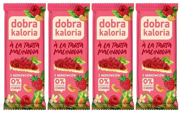 4x Naturalny Baton Tarta MALINOWA Orzechy Nerkowca Rodzynki Dobra Kaloria_1