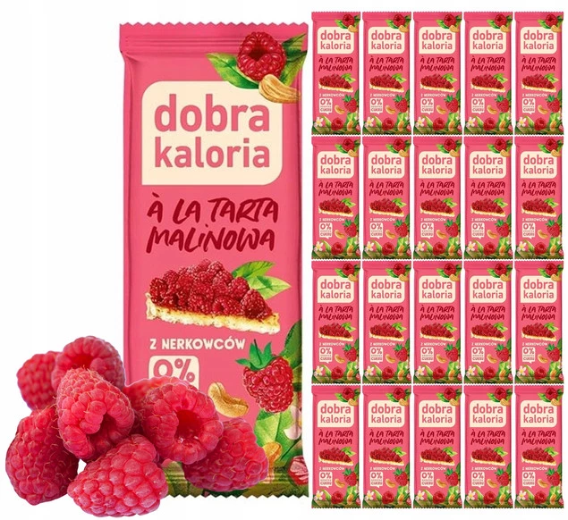 20x Naturalny Baton Tarta MALINOWA Orzechy Nerkowca Rodzynki Dobra Kaloria_1