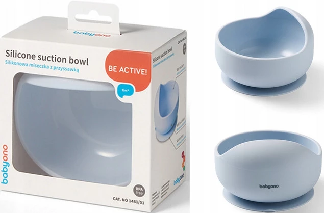 Miseczka i Talerzyk ZESTAW NACZYŃ Silikonowych z Przyssawką NIEBIESKI_2