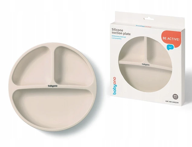 Miseczka i Talerzyk ZESTAW NACZYŃ Silikonowych z Przyssawką BEŻOWY_2