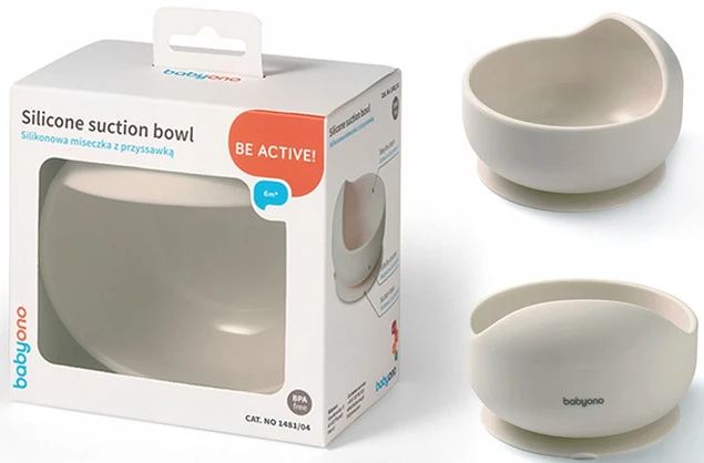 Miseczka i Talerzyk ZESTAW NACZYŃ Silikonowych z Przyssawką BEŻOWY_5
