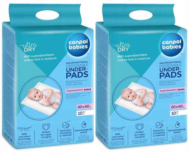 2x CANPOL Wielofunkcyjne POKŁADY HIGIENICZNE Do Przewijania 60x60 cm 78/006_1
