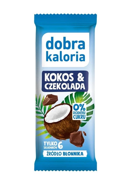 Zdrowy Baton Kokos i Czekolada Dobra Kaloria Bez Dodatku Cukru 33g Kokosowy_1