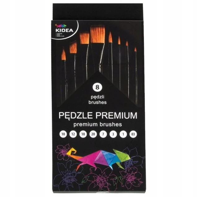 Pędzle Malarskie PREMIUM 8 Sztuk Do Akwareli Akrylu Oleju Kidea_7