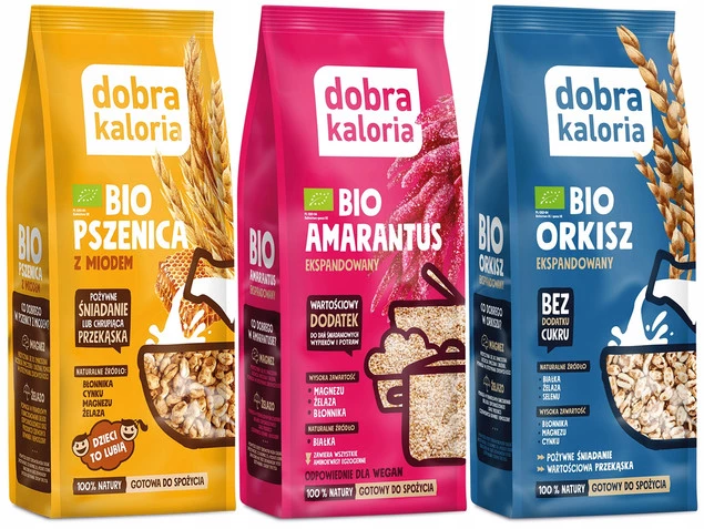 Zestaw Ekspandowanych Ziaren PSZENICA AMARANTUS ORKISZ Dobra Kaloria_1