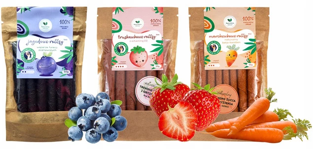 Zestaw ROLLSY Witaminowe JAGODA TRUSKAWKA MARCHEW Naturalnie Zdrowi 3x50g_1