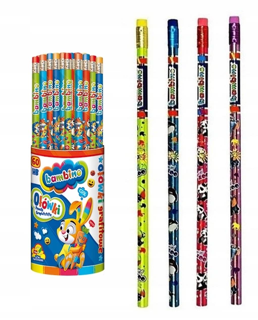30x Ołówek Grafitowy Z Gumką HB Bambino_1