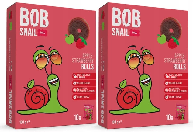 2x Przekąska Owocowa Jabłko Truskawka Bez Cukrów 100g BOB SNAIL_1