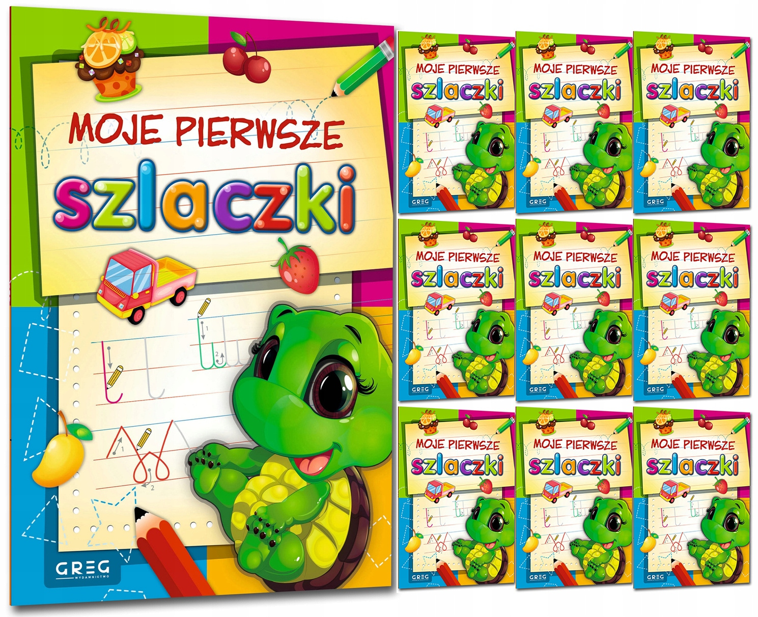10x Moje Pierwsze Szlaczki Kolorowe Ilustracje Nauka Pisania Greg_1