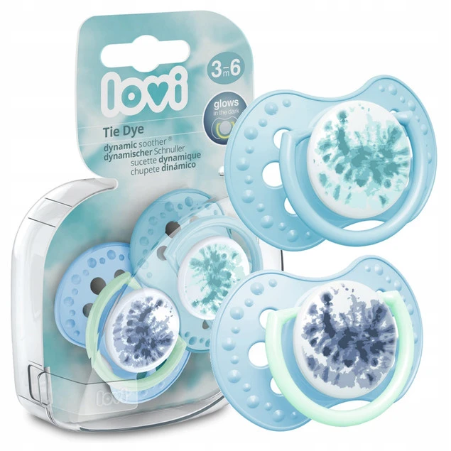 Smoczek Silikonowy Dynamiczny LOVI 3-6m 2 szt. Tie Dye NIEBIESKI_1