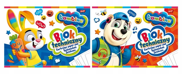 2x Blok Techniczny Szkolny A4 10k BIAŁY Bambino_1