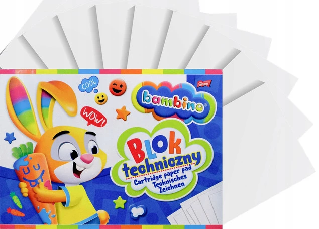 6x Blok Techniczny Szkolny A4 10k BIAŁY Bambino_2