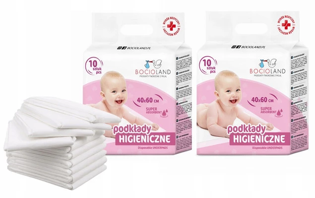 BOCIOLAND Podkłady Higieniczne Jednorazowe 40x60cm Do Przewijania 10szt x2_1