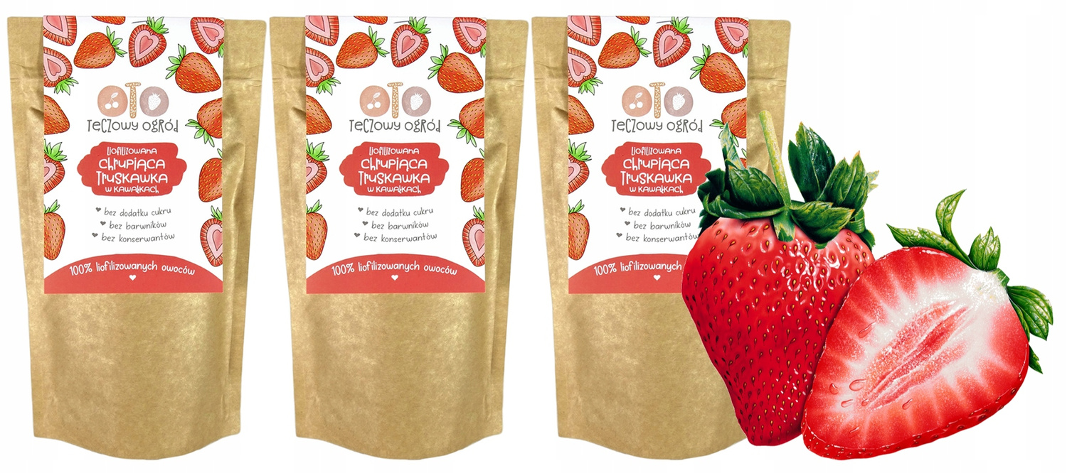 OWOCE LIOFILIZOWANE Chrupiąca TRUSKAWKA W Kawałkach OTOLANDIA 20g x3_1