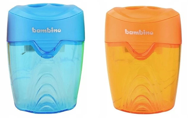 2x Temperówka Szkolna Podwójna Z Pojemnikiem Manualna Biurowa Bambino_1