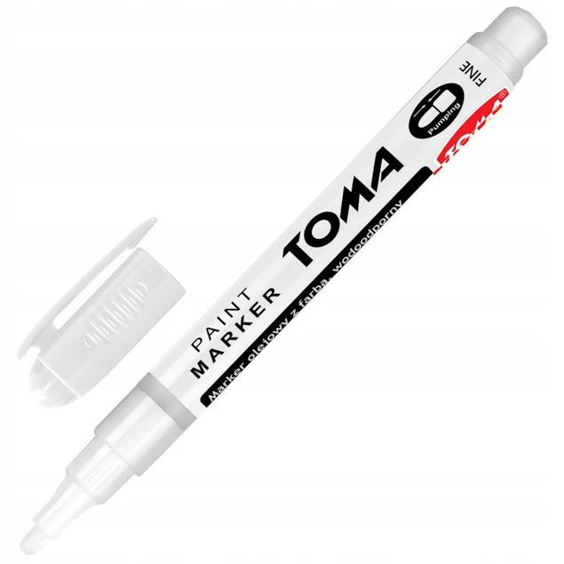 Marker olejowy permanentny wodoodporny Toma TO-441 okrągła końcówka biały_3