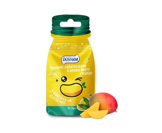 Cukierki Drażetki Odświeżające o Smaku MIĘTA i MANGO Dosfarm 15g_1