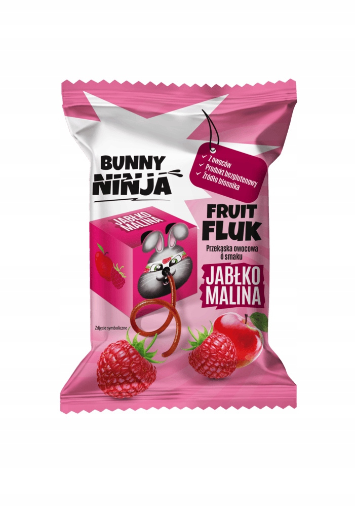 BUNNY NINJA Przekąska Owocowa JABŁKO MALINA Fruit Fluk 15g_3