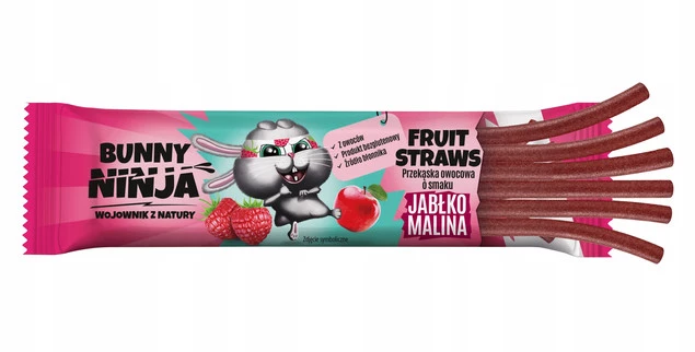 BUNNY NINJA Przekąska Owocowa JABŁKO MALINA Fruit Straw 16g_3
