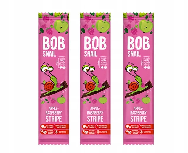 3x Przekąska Owocowa BOB Snail Jabłkowo Malinowa 14g Bez Cukru i Glutenu_1