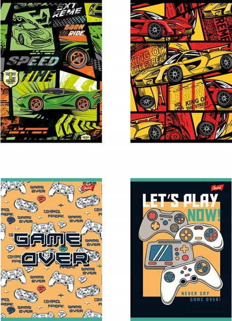 ZESZYT W TRZY LINIE A4/32 KARTKI LAMINOWANY UNIPAP MIX CHŁOPIĘCY - 4 sztuki_1