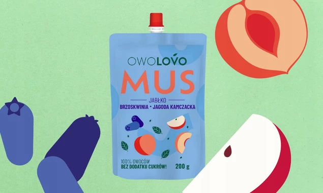 OWOLOVO PREMIUM mus owocowy JABŁKO BRZOSKWINIA JAGODA KAMCZACKA 200g NOWY_3