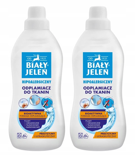 2x BIAŁY JELEŃ Hipoalergiczny Odplamiacz Do Prania 1 L_3