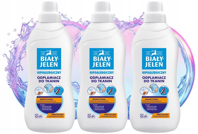 3x BIAŁY JELEŃ Hipoalergiczny Odplamiacz Do Prania 1 L_1
