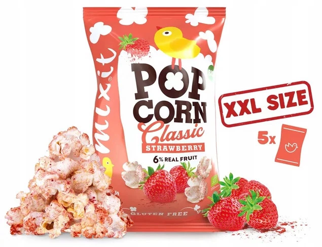 2x MIXIT Duży BIO Popcorn TRUSKAWKA 75g_5