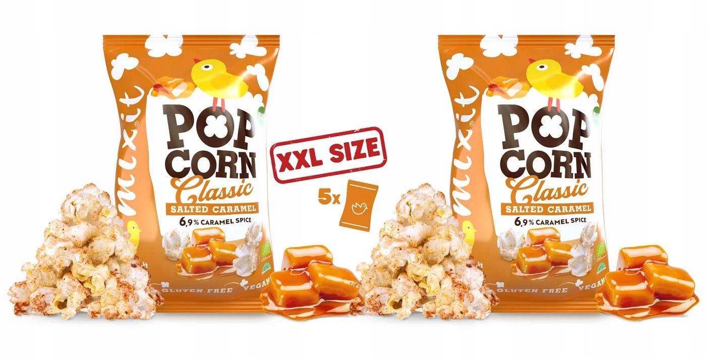 2x MIXIT Duży BIO Popcorn SŁONY KARMEL 75g_1