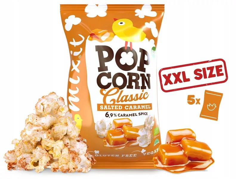 2x MIXIT Duży BIO Popcorn SŁONY KARMEL 75g_5