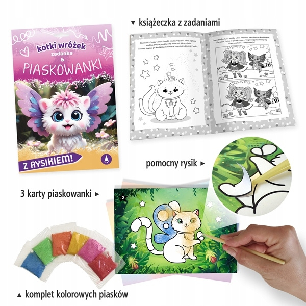 Zadanka i Piaskowanki KOTKI WRÓŻEK z Piaskiem i Rysikiem 5+ Skrzat_2