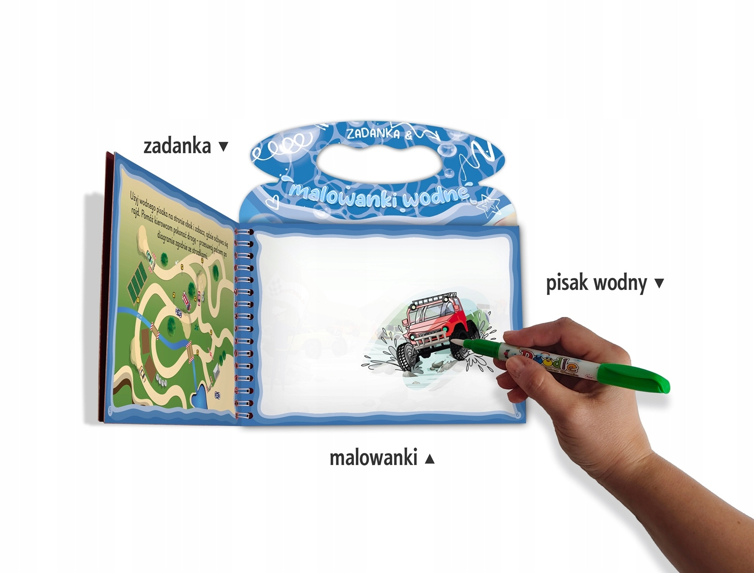 Zadanka i Malowanki Wodne SAMOCHODY WYŚCIGOWE z Pisakiem 3+ Skrzat_2