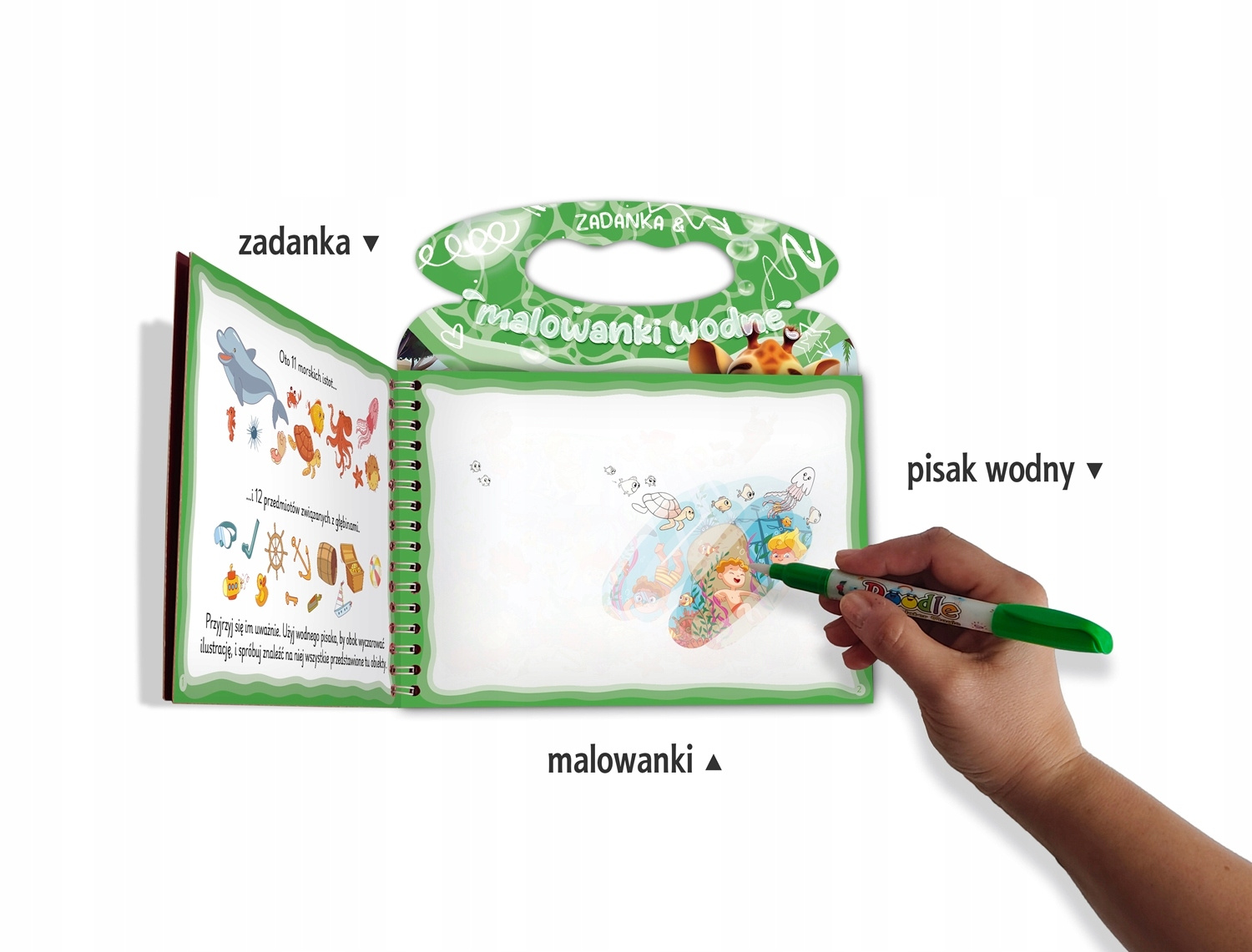 Zadanka i Malowanki Wodne ZWIERZAKI z Pisakiem 3+ Skrzat_2