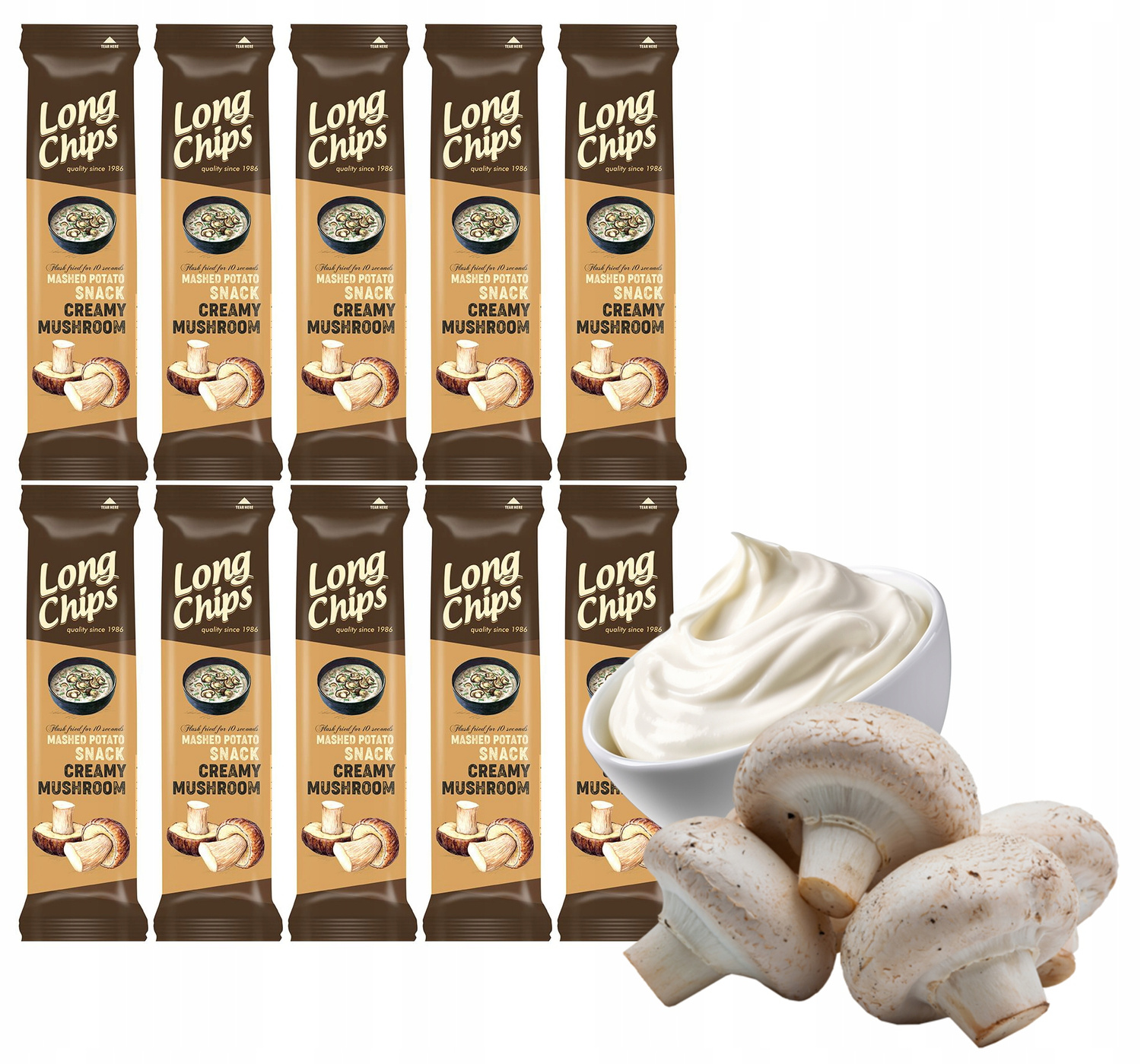 LONG CHIPS Chipsy Ziemniaczane o Smaku ŚMIETANY I GRZYBÓW 75g x10_1