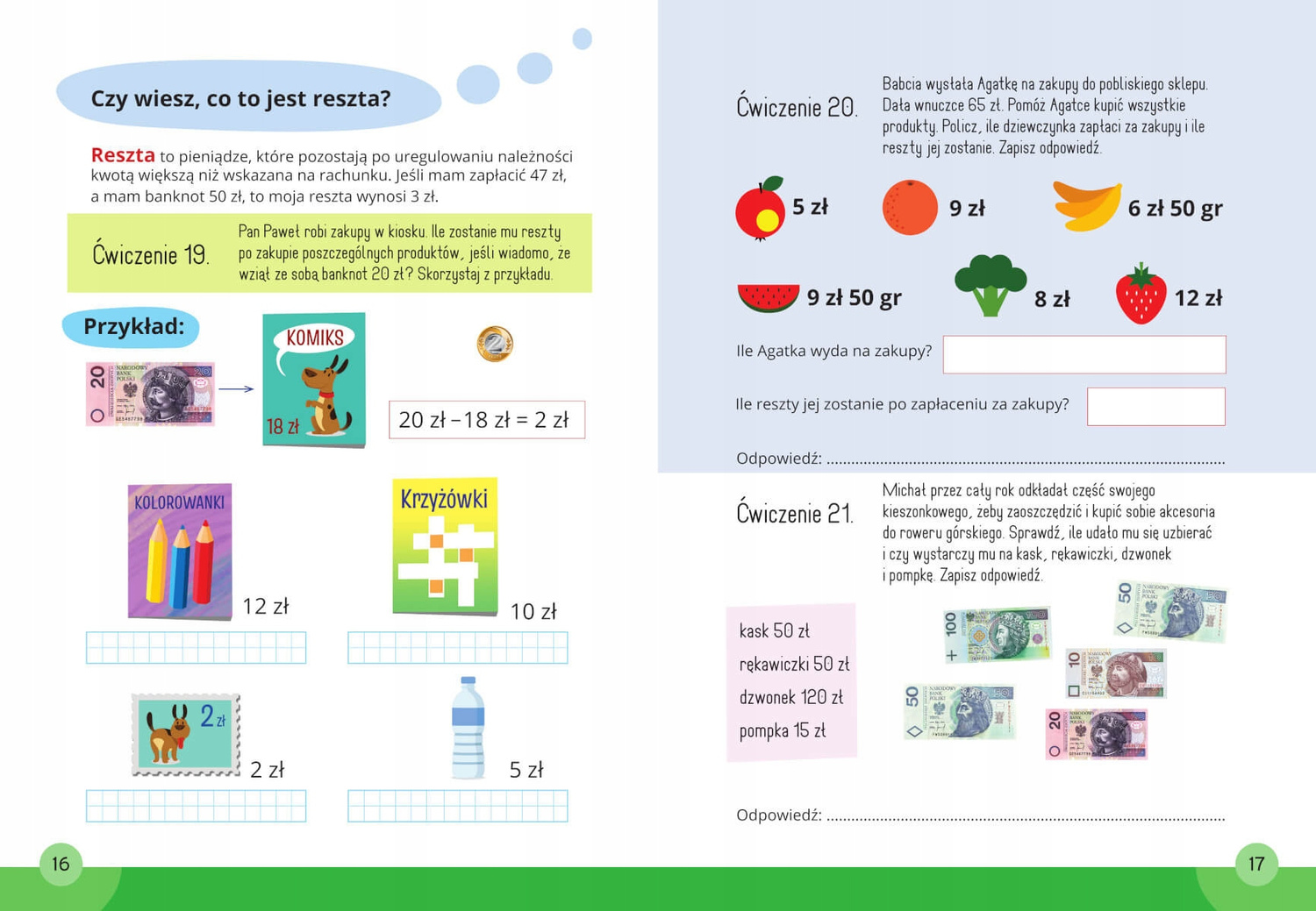 Mądry Uczeń MATEMATYKA Klasa 1-3 LICZĘ PIENIĄDZE Tamara Malska 6+ SBM_3