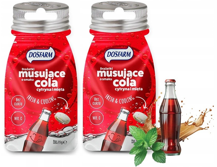 Cukierki Drażetki Odświeżające o Smaku MIĘTA COLA i CYTRYNA Dosfarm 15g x2_1