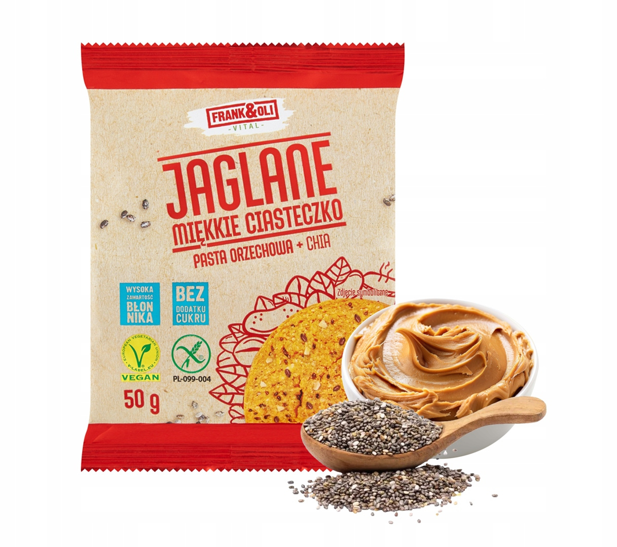 FRANK&OLI Ciasteczko Miękkie PASTA ORZECHOWA CHIA Bez Cukru 50g_1