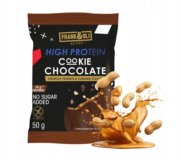 FRANK&OLI Ciastko Proteinowe Czekoladowe ORZECHY ZIEMNE KARMEL 50g_1