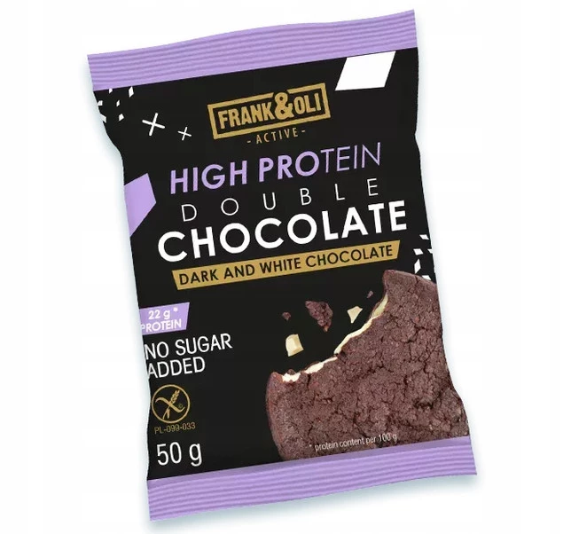 FRANK&OLI Ciastko Proteinowe Double Chocolate CZEKOLADA CIEMNA i BIAŁA 50g_2