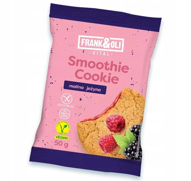 FRANK&OLI Ciastko Owsiane Smoothie MALINA JEŻYNA Wegańskie 50g_2
