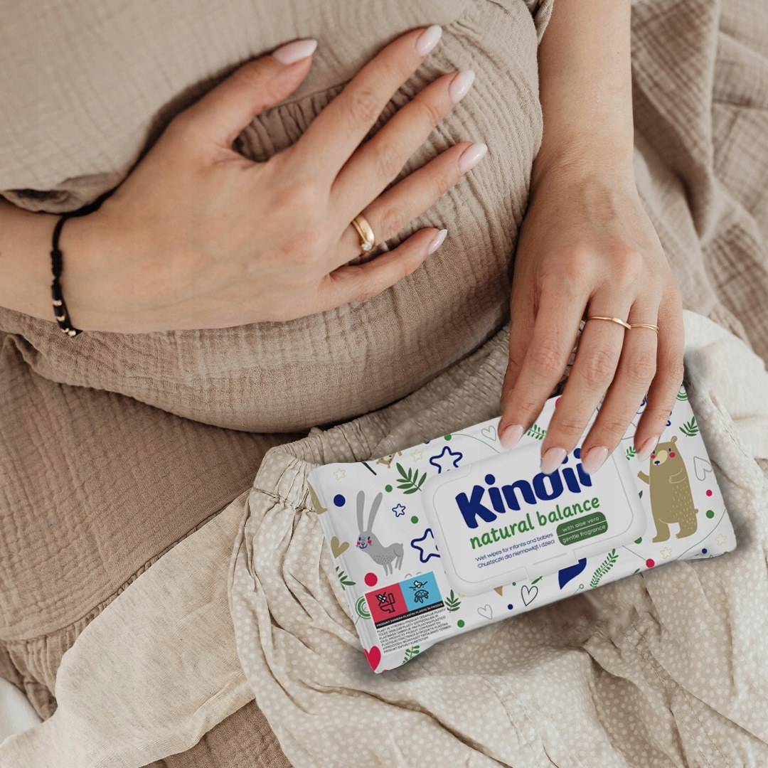 KINDII Chusteczki NAWILŻANE Natural Balance 60 szt. z Klapką_4