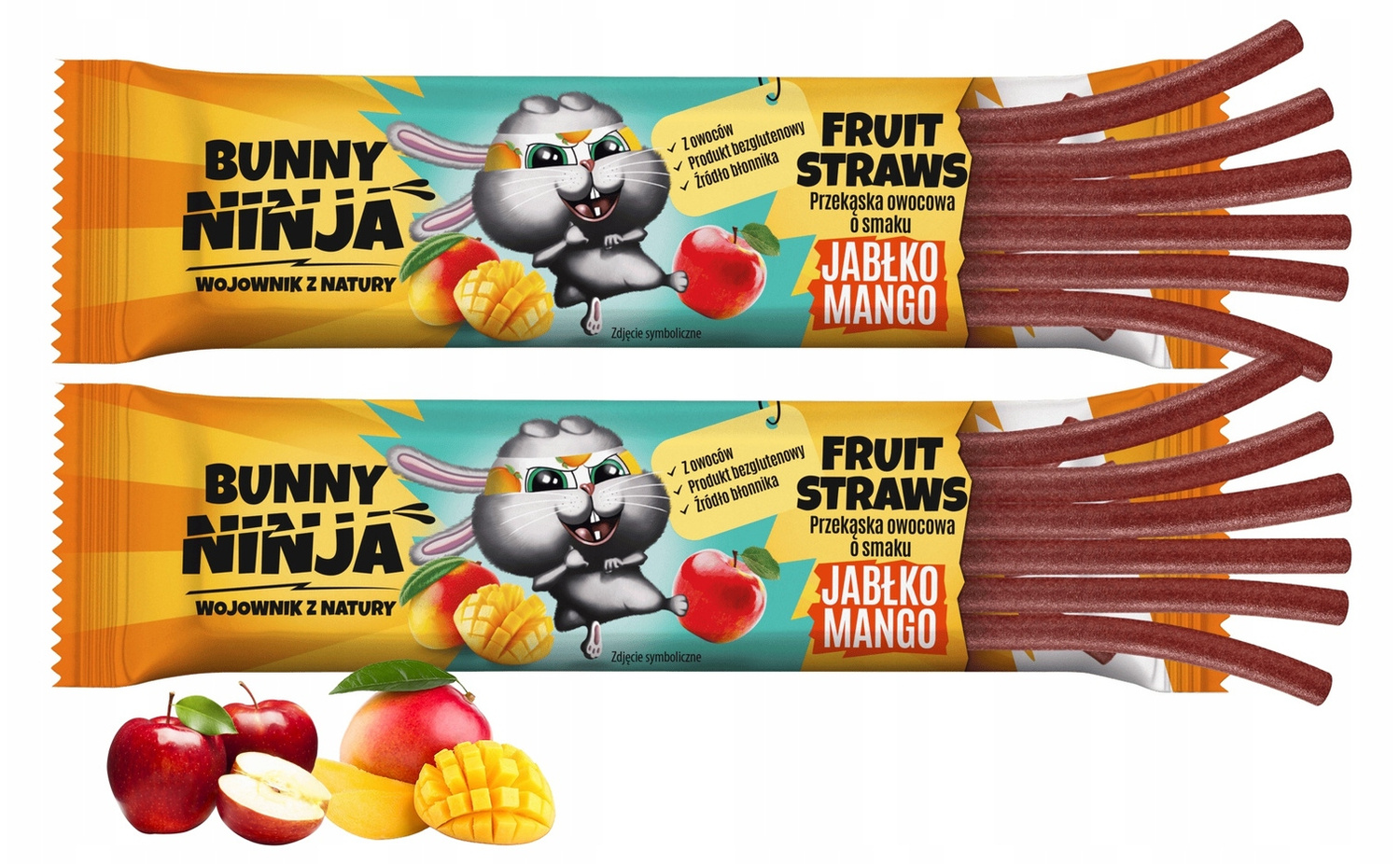 BUNNY NINJA Przekąska Owocowa JABŁKO MANGO Fruit Straw 16g x2_1