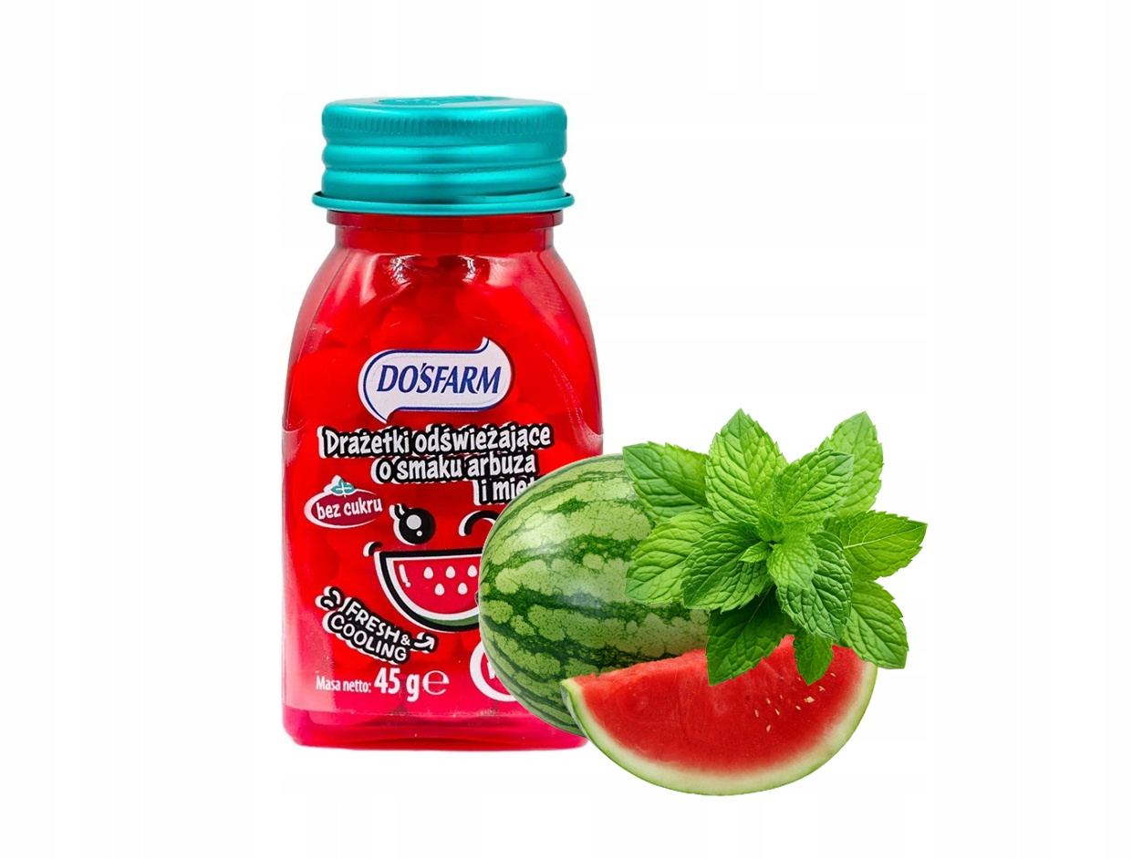 Cukierki Drażetki Odświeżające o Smaku ARBUZ MIĘTA Dosfarm 45g_1