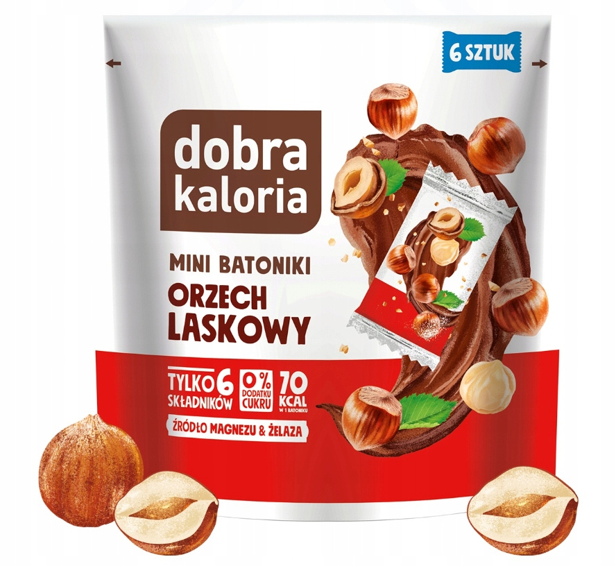 DOBRA KALORIA Mini Batoniki o Smaku ORZECH LASKOWY Bez Cukru 102g_1