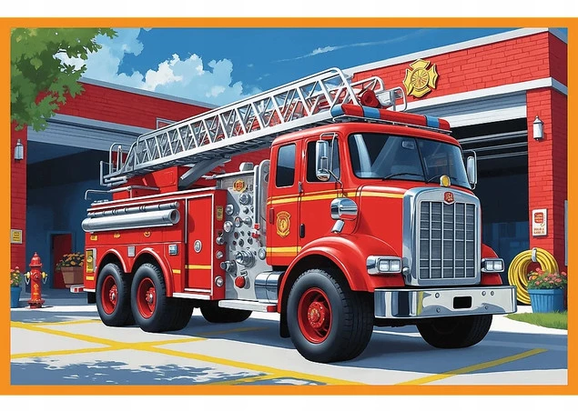 Puzzle 2 x 24 Układanka Wóz STRAŻACKI KARETKA Rodzina Treflików 3+ Trefl_2