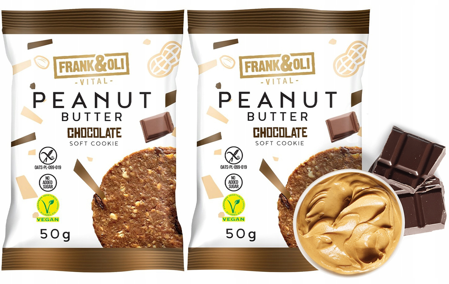 FRANK&OLI Ciastko Miękkie PASTA ORZECHOWA CZEKOLADA 50g x2_1