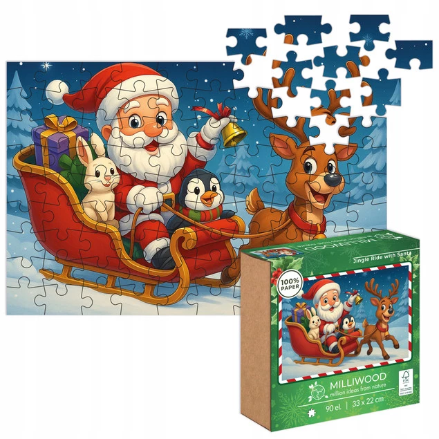 Puzzle 90 Układanka ŚWIĘTA Milliwood Podróż z Mikołajem Alexander_1